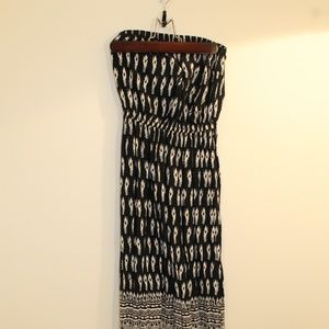 Black & White Strapless Maxi Dress